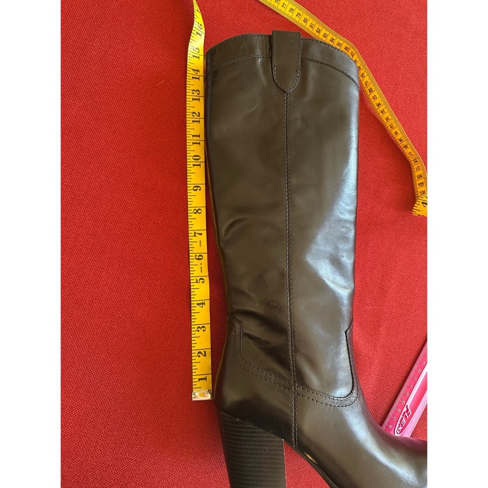 Mango Black Leather Western Knee-High Heeled Boots, NWT, 7.5 - Picture 13 of 13